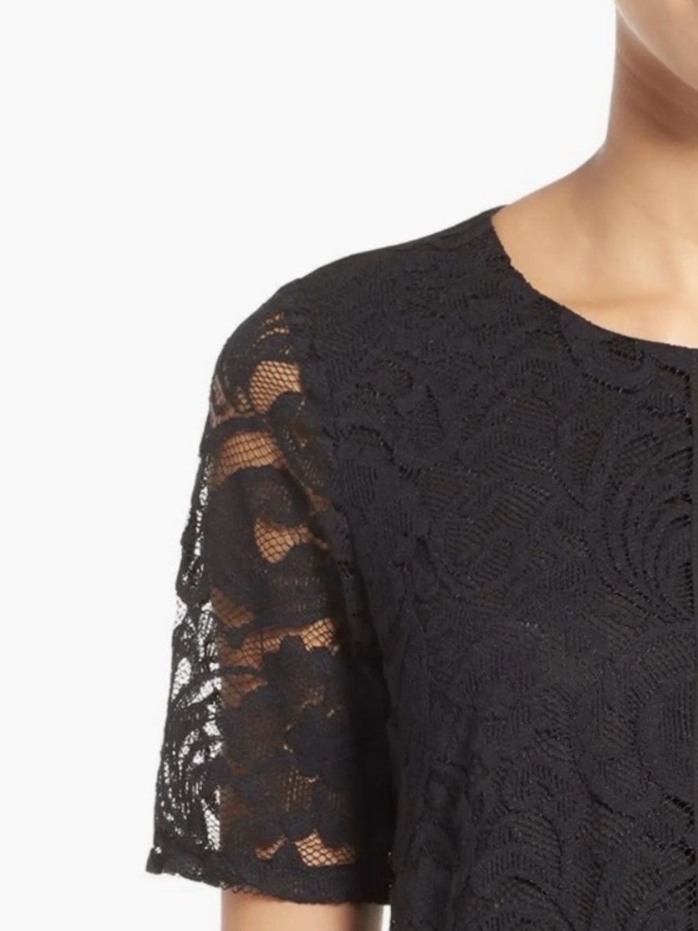 Lysse Black Lace Short Sleeve Top